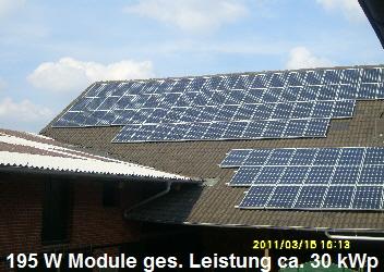 195 W Module ges. Leistung ca. 30 kWp 195 W Module ges. Leistung ca. 30 kWp