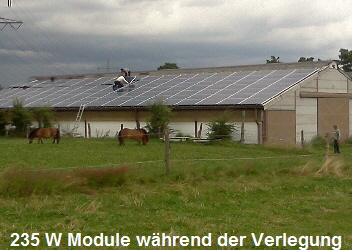 235 W Module während der Verlegung 235 W Module während der Verlegung