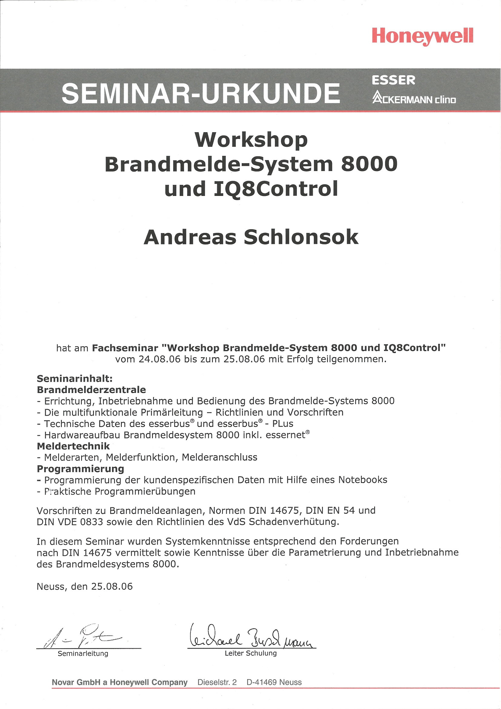Honeywell Urkunde3