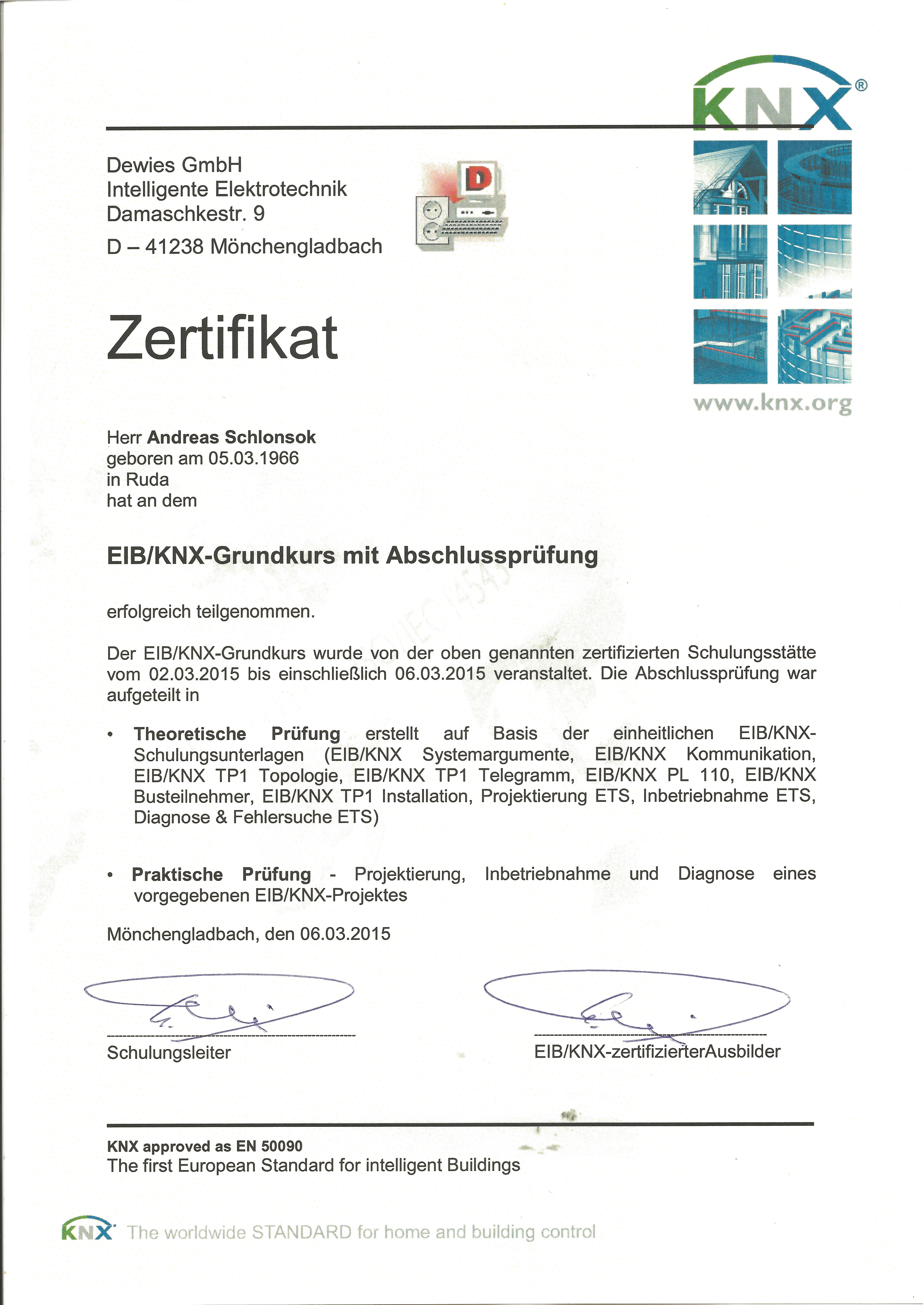 KNX Zertifikat